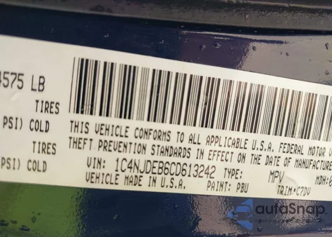 2012 Jeep Compass Latitude из США, поврежденный, VIN 1C4NJDEB6CD613242